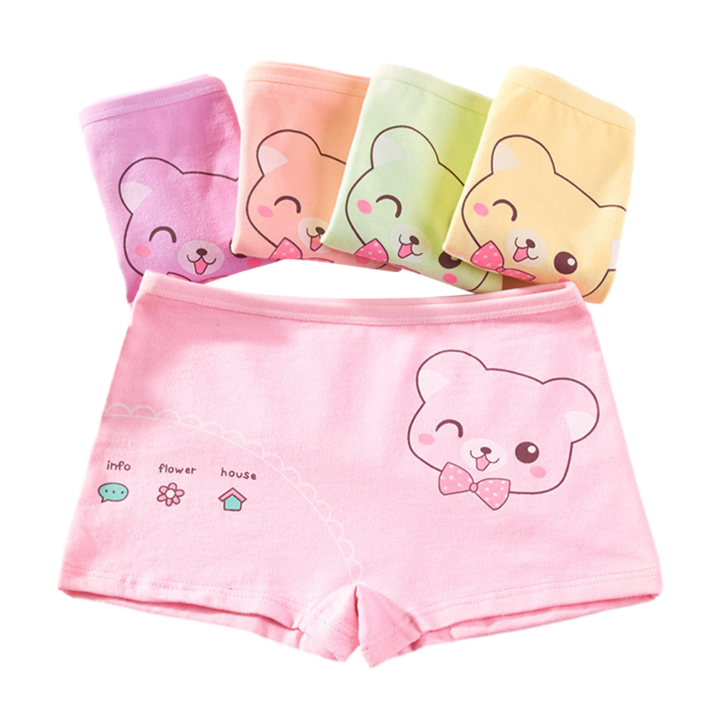 Esaierr 4PCS Toddler Kids Girls Underwear Shorts Cartoon Print Boxer Briefs Baby Cotton Underwear Boxer Briefs for 2-9 Years